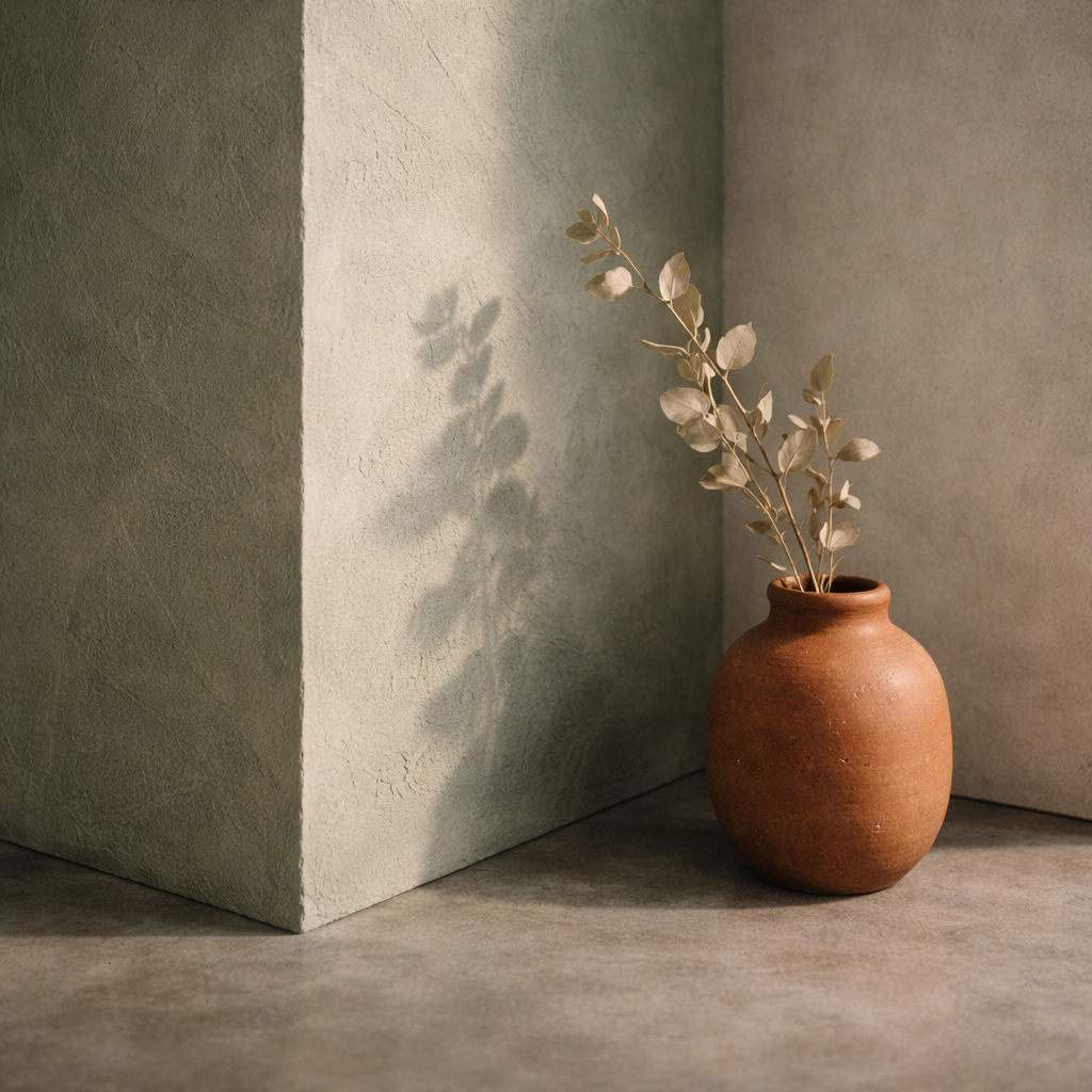 Einfach und ruhig Vase und Eukalyptus